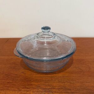 Vintage Blue Fire King Casserole Dish With Lid